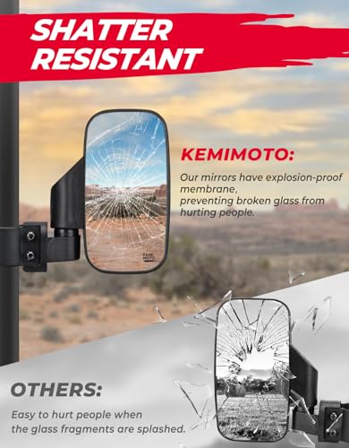 KEMIMOTO UTV Mirrors UTV Side Mirrors Fits 1.6 inch to 2 inch Roll Cage