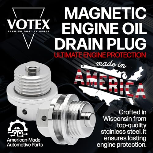 Votex - Made in USA - M16 X 1.5 MM Magnetic Engine Oil Drain Plug fits Mini, Subaru, Toyota, and More - Stainless Steel - Part Number DP009