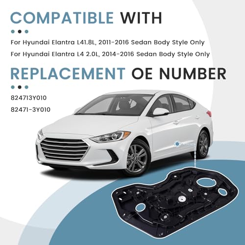 Aumzong Window Regulator Driver Side Without Motor for Front Left Side Compatible with Hyundai Elantra 2011-2016 Sedan Only - Replace 824713Y010 Power Window Regulator