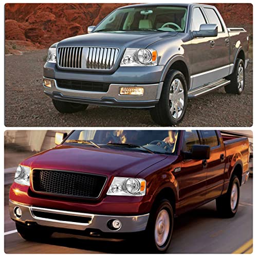 ADCARLIGHTS Headlight Assembly for 2004-2008 Ford F150 Pickup 2006-2008 Lincoln Mark LT Clear Lens Chrome Housing Amber Reflector Replacement W/O Bulbs