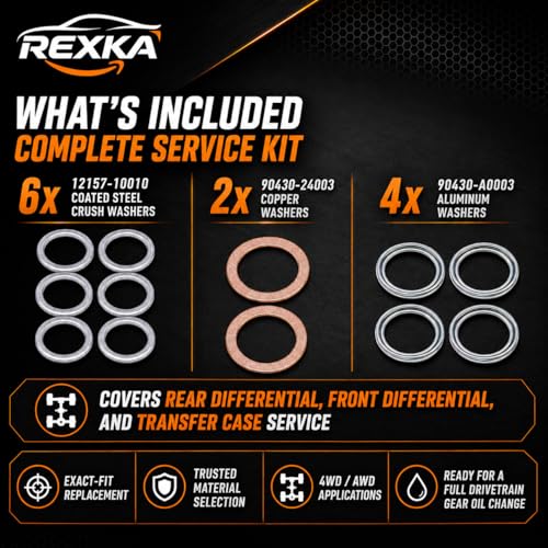 Rexka 12pcs Transfer & Differential Service Gasket Kit Compatible with Toyota Lexus 4Runner Land Cruiser Tundra Tacoma FJ Cruiser Highlander RAV4 Sequoia Sienna 1215710010 9043024003 90430A0003