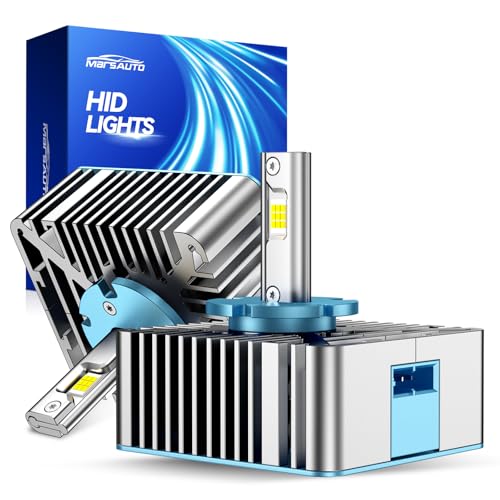 Marsauto D5S D5R HID Bulbs, 10X Brightness, 60,000LM 6500K White for HID Xenon Bulb, Plug and Play, Pack of 2