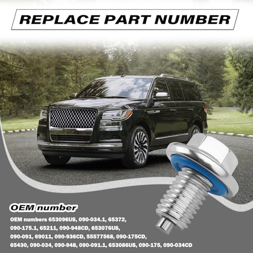 M12-1.75 Magnetic Oil Drain Plug with T45 Torx/15mm Hex Head OEM 65372,Sturdy Car Oil Pan Drain Plug with Oils Drains Plugs Gasket Compatible with Lincoln Ford,Essential Car Oils Plugs