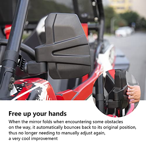 SHEJISI UTV Side Mirrors,You No Longer Need to Adjust by Hand,Innovative Automatic Reset Function,for 1.5"-2.0" Roll Cage,Compatible with Polaris RZR,Can Am Maverick,Honda Pioneer SXS,Kawasaki Mule