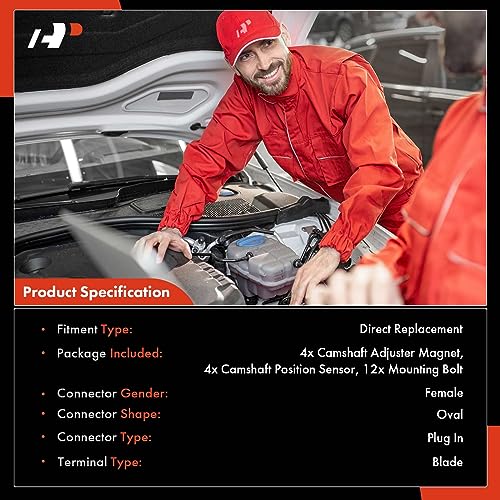 A-Premium 4-PC Camshaft Position Sensor + 4-PC Camshaft Adjuster Magnet Solenoid Kit Compatible with Mercedes-Benz Vehicles - 2006-2015 - C, CLK, CLS, E, G, GL, GLK, ML, R, S, SLK - Intake & Exhaust