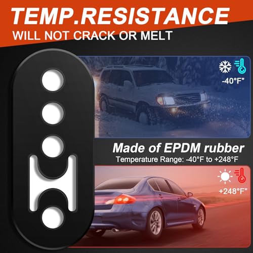MetVot Rubber Exhaust Hanger 4 Pack, 4 Holes Adjustable Muffler Hanger, Universal Muffler Exhaust System, Insulator Bushing Mount, Weather-Proof High Density Tail Pipe Hanger