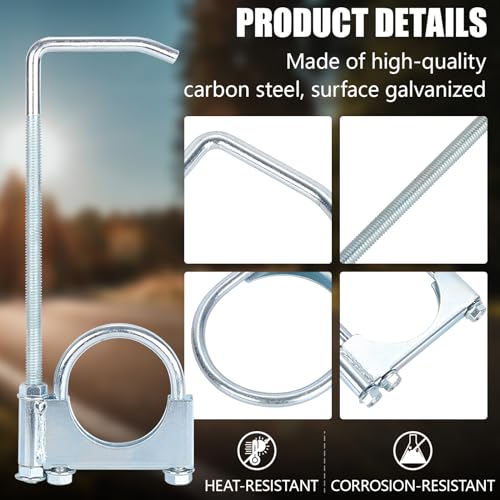 LCGP 4" Universal Exhaust Clamp with Hanger Made of Heavy-Duty Steel Clamp with Rear Muffler Hanger Exhaust Pipe 2PCS