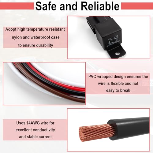2 PCS Electric Fan Relay Kit, Dual Electric Fan Relay Kit, 185 On 175 Off Thermostat Switch 40A Relays, 12V Cooling Radiator Fan Relays Wiring Kits for Replacing Faulty Wiring, Truck Engine Cooling