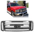 ECOTRIC Front Grille Compatible with Ford 1999-2004 F250 F350 Super Duty 2000-2004 Excursion New Grille Chrome Mesh Style