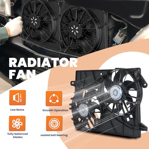 KUIPERAUTO A/C Condenser Radiator Cooling Fan Assembly CH3115132 5137714AA Compatible with 2005-2009 Chrysler 300 Compatible with 2005-2008 Dodge Magnum Compatible with 2006-2009 Charger Pickup Truck