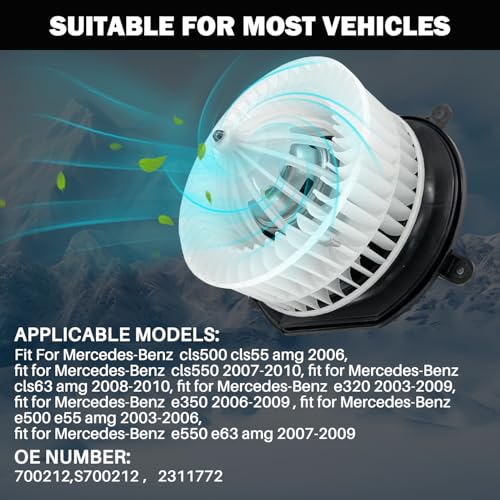 Aspligo 700212 AC Heater Blower Motor Fan Assembly Fit for Mercedes-Benz cls500 cls55 amg cls550 cls63 amg e320 e350 e500 e55 e550 e63 amg 2118300908, MB3126105