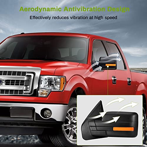AUTOSAVER88 Door Mirror Compatible with 2007-2014 Ford F150, Right Passenger Side Mirror with Turn Signal Puddle Light Power Adjustable Heated Manual Folding