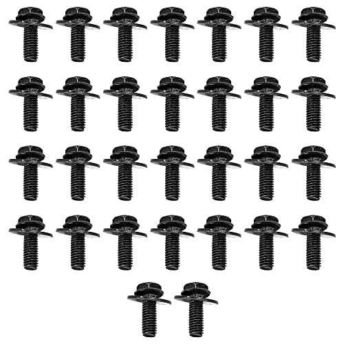 71315-122382A 30x M6 Bolts, 1.0 x 17mm Loose Washer Hex Head SEMS Body Bolts, Transmission Pan Bolts, Oil Pan Bolts with 18mm Washer, Replaces OEM 11508930, M6 Screws for Toyota, Subaru, Dodge & More