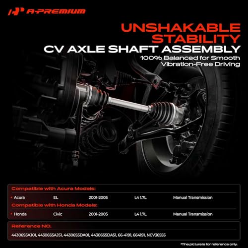 A-Premium CV Axle Shaft Assembly Compatible with Honda Civic & Acura EL 2001 2002 2003 2004 2005 L4 1.7L, Manual Transmission Only, Front Left Driver Side, Replace# 44306S5AJ01