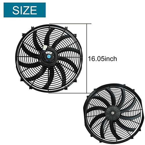 16" inch Universal Slim Fan Push Pull Electric Radiator Cooling 12V Mount Kit