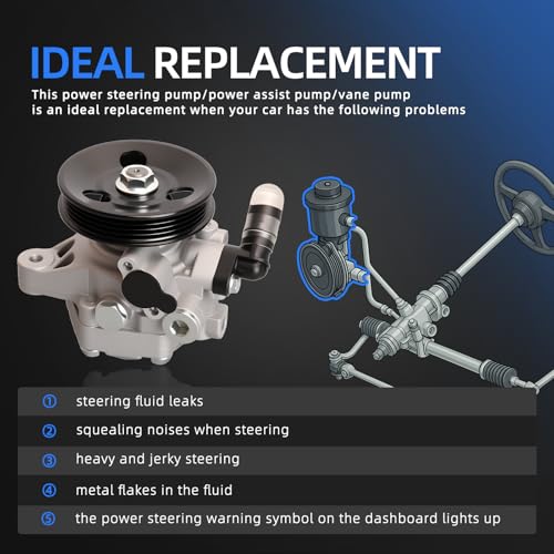 Loautong Power Steering Pump with Pulley, for Honda Civic L4 1.7L 2001 2002 2003 2004 2005, for Acura EL L4 1.7L 2001-2005, OE 21-5267 215267 56110PLA013 56110PLA023
