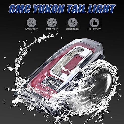 Goopool Tail Lights Assembly Compatible With GMC Yukon/Yukon XL 2015 2016 2017 2018 2019 2020 Left Driver Side LED Lens Taillights Brake Signal Assembly With Bulb