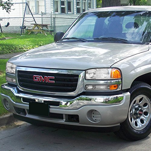 DNA MOTORING HL-OEM-SIE99-4P-CH-AM Chrome Amber Headlights Compatible with 99-07 Sierra Yukon