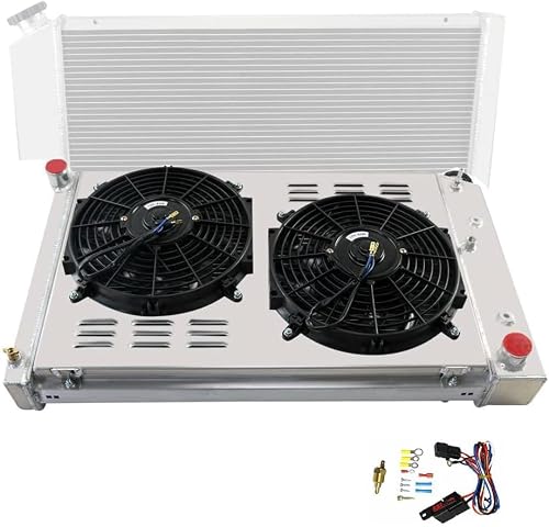 3 Row Cooling Radiator Fan Shroud Set for 1978-1987 Chevy El Camino Monte Carlo Cutlass Grand Prix Camaro G body Radiators 1982 1986 1984 1985