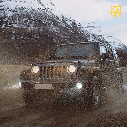 4 Inch 60W LED Fog Light w/White Halo DRL Compatible with 07-18 Jeep JK JKU