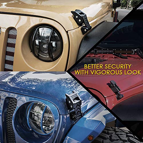 Xprite Aluminum Hood Latches Catch Kit for Jeep Wrangler JK JKU 2007-2018 & 2018-2026 Jeep Wrangler JL JLU Gladiator JT - Pair