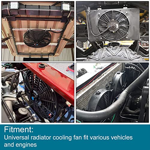 16" inch Universal Slim Fan Push Pull Electric Radiator Cooling 12V Mount Kit