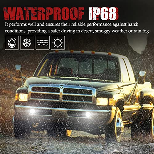 BUNKER INDUST Dodge Ram LED Fog Lights with Daytime Running Lights Set,1 Pair Clear Lens Fog Lamps Replacement for 1994 1995 1996 1997 1998 1999 2000 2001 2002 Dodge Ram 1500 2500 3500