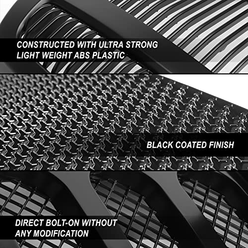 Auto Dynasty Front Bumper Grille Upper Lower Grill Guard Assembly Compatible with Chevy C/K 1500 2500 Suburban Blazer Tahoe 1994-2000, Black Meshed, ABS Plastic