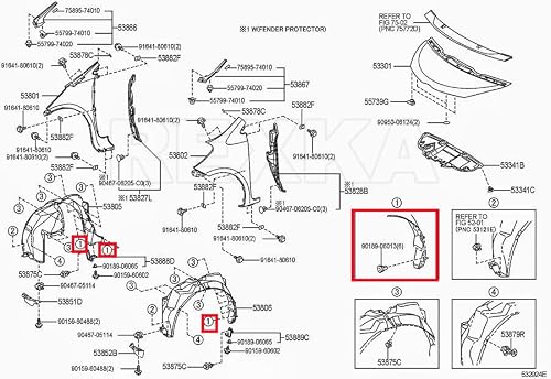 Rexka 51pcs Fender Liner Wheelhouse Liner Mud Guard Nylon Screw Grommet Nut Retainer for Toyota Lexus 90189-06013 Camry Corolla Highlander Tundra Tacoma Sequoia - Multipurpose Auto Trim Body Remover