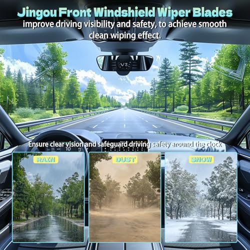 JINGOU 26''+19'' Front Windshield Wiper Blades Compatible with 2008-2017 Honda Accord/2010-2015 Toyota Prius OEM QUALITY Premium All-Season Automotive Replacement Wipers (Pack of 2)