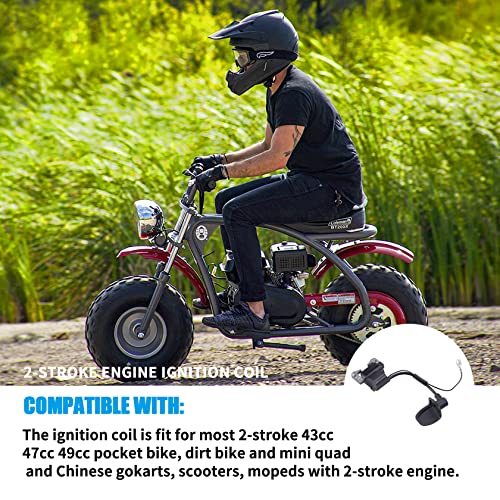 JINGKE 2-Stroke Engine Ignition Coil for 33cc 43cc 47cc 49cc 50cc Mini moto Dirt Pocket Bike Chopper Scooter Kids Quad ATV Minimoto Mini bike Dirt Bike