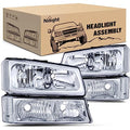 Nilight Headlight Assembly for 2003 2004 2005 2006 Chevy Silverado Avalanche 1500 1500HD 2500 2500HD 3500 Chevrolet Pickup Replacement Headlamp Housing Bumper Lamp Set