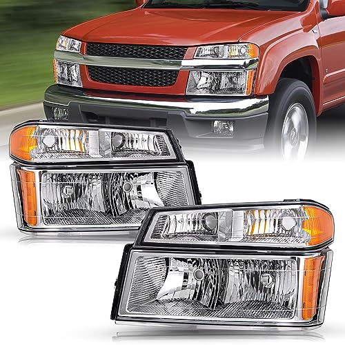 TUSDAR 4pcs Headlight Assembly for 2004-2012 Chevy Colorado GMC Canyon
