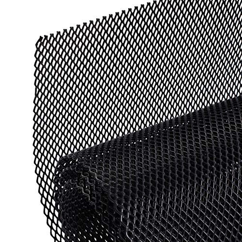 AggAuto Universal 40"x13" Car Grill Mesh - 100x33cm Aluminum Alloy Automotive Grille Insert Bumper 3x6mm Rhombic Hole, One of the Most Multifunctional Shape Grids Black